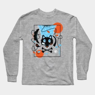 Graffiti Style Black Cat Puzzle Long Sleeve T-Shirt